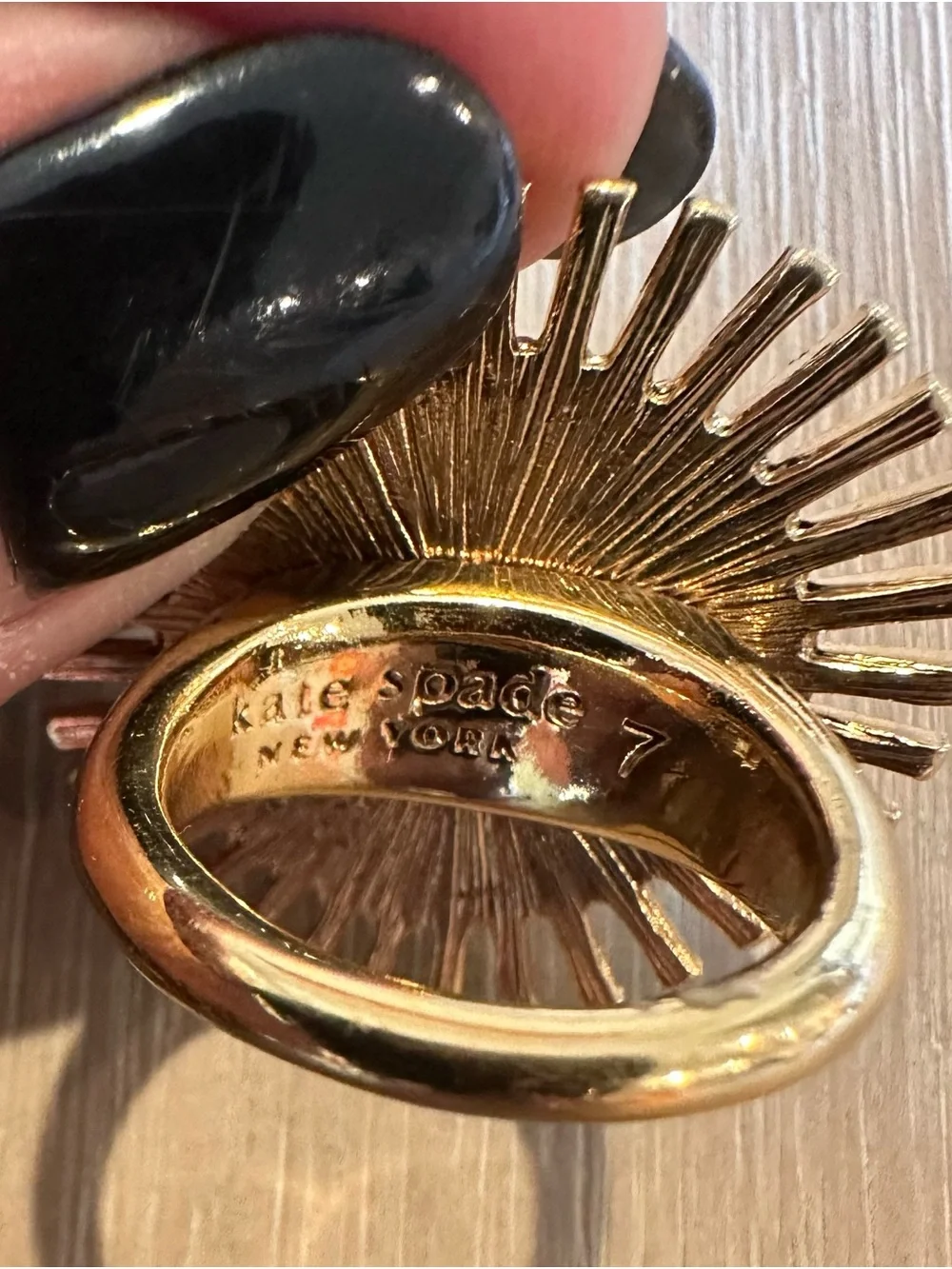 Kate Spade New York Sunburst Statement Ring Green Turquoise Gold Size 7